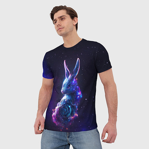 Мужская футболка Космический звёздный кролик / 3D-принт – фото 3