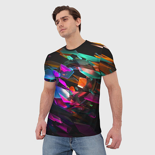 Мужская футболка Разноцветные осколки реальности / 3D-принт – фото 3