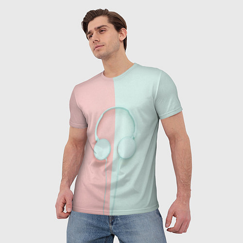Мужская футболка Наушники цвета морской волны / 3D-принт – фото 3