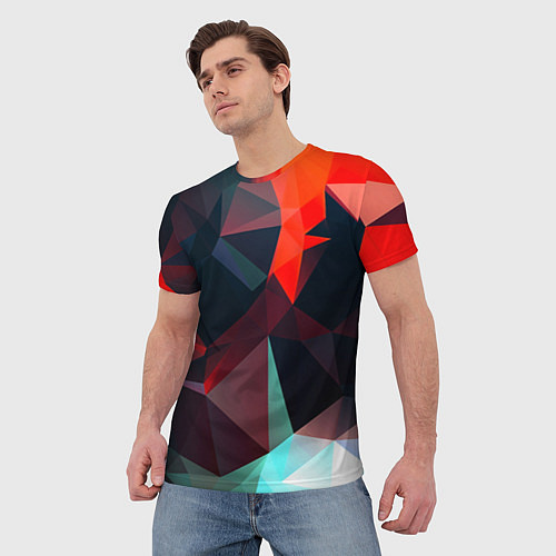 Мужская футболка Абстрактное стекло осколки / 3D-принт – фото 3