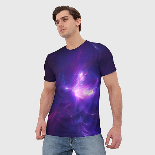 Мужская футболка Неоновое свечение космоса / 3D-принт – фото 3