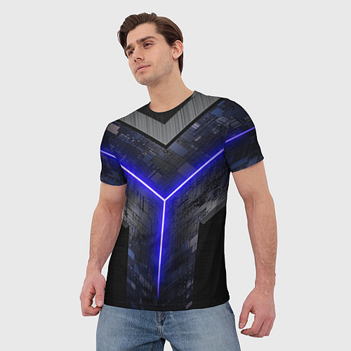 Мужская футболка Лучевая подсветка неон / 3D-принт – фото 3