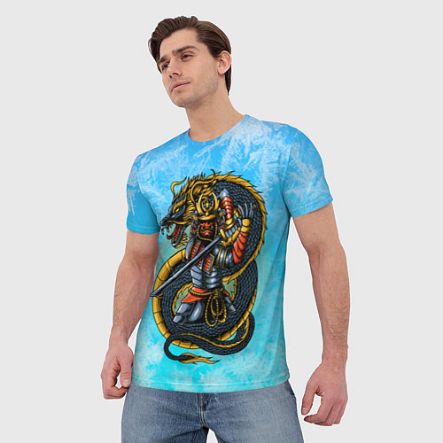 Мужская футболка Самурай и Дракон / 3D-принт – фото 3