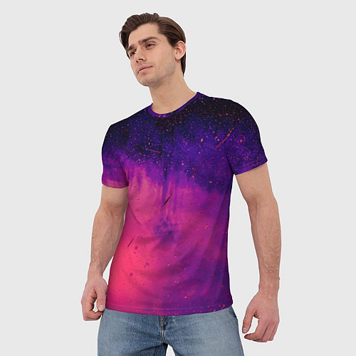 Мужская футболка Фиолетовый космос / 3D-принт – фото 3
