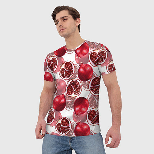 Мужская футболка Гранаты на белом фоне - паттерн / 3D-принт – фото 3