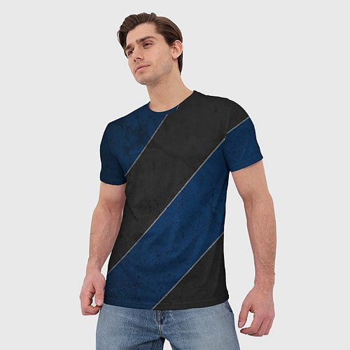 Мужская футболка Темно-синие линии / 3D-принт – фото 3