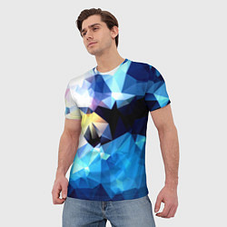 Футболка мужская Polygon blue abstract collection, цвет: 3D-принт — фото 2