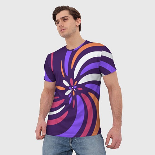 Мужская футболка Галактика цветов / 3D-принт – фото 3
