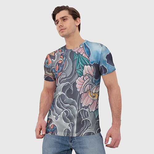 Мужская футболка Иредзуми: змеи и черепа / 3D-принт – фото 3
