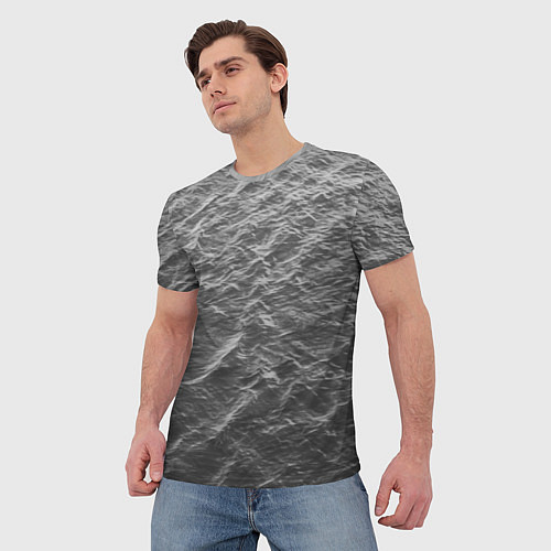 Мужская футболка Серые волны / 3D-принт – фото 3