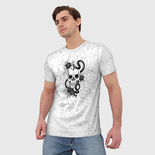 Мужская футболка Череп со змеей тату / 3D-принт – фото 3