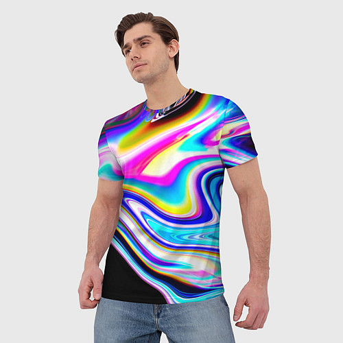 Мужская футболка Неоновые размытые краски / 3D-принт – фото 3