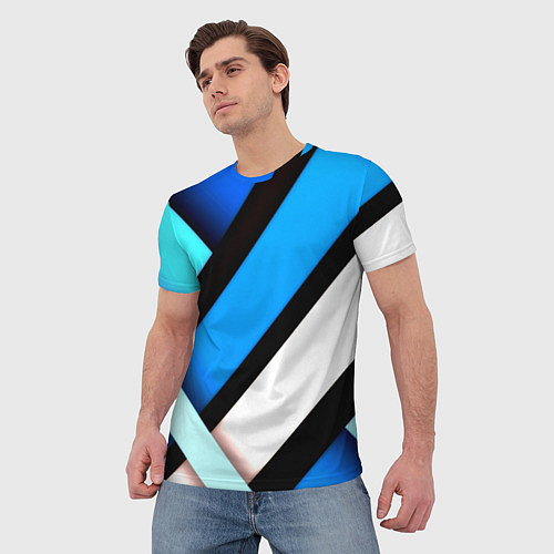 Мужская футболка Спортивная геометрия из полос / 3D-принт – фото 3