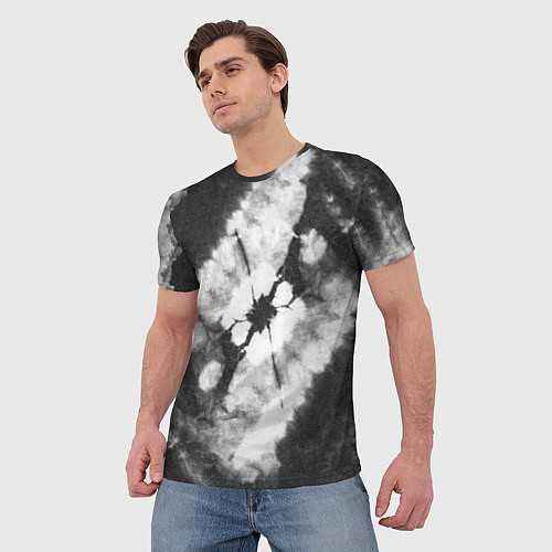 Мужская футболка Черно-белый тай-дай / 3D-принт – фото 3