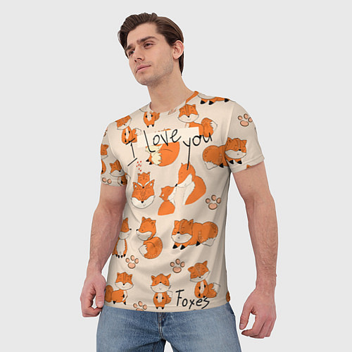 Мужская футболка I love foxes / 3D-принт – фото 3