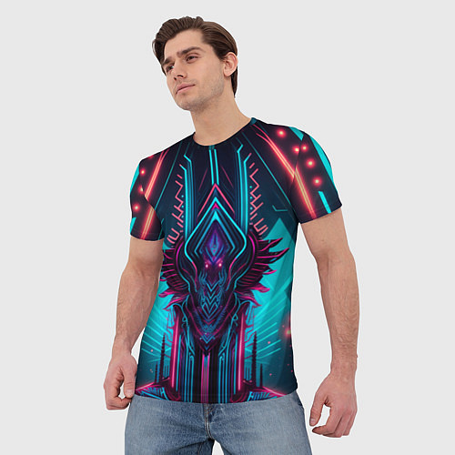 Мужская футболка Кибернетический узор дракона / 3D-принт – фото 3