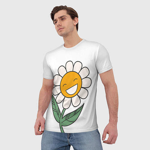 Мужская футболка Весёлый цветок ромашка / 3D-принт – фото 3