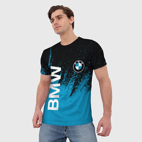 Мужская футболка Bmw голубые брызги / 3D-принт – фото 3