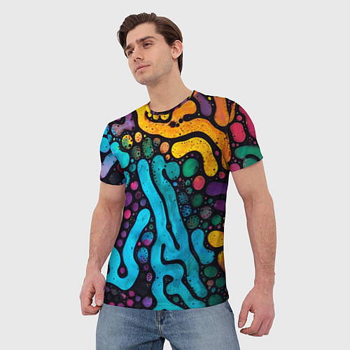 Мужская футболка Цветные микроорганизмы / 3D-принт – фото 3
