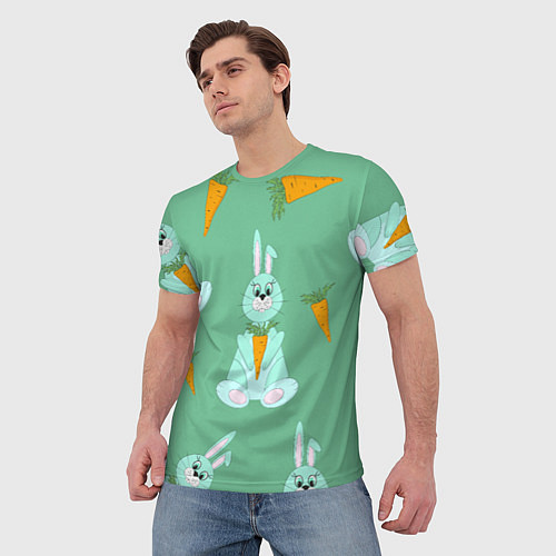 Мужская футболка Зайка с морковкой паттерн / 3D-принт – фото 3