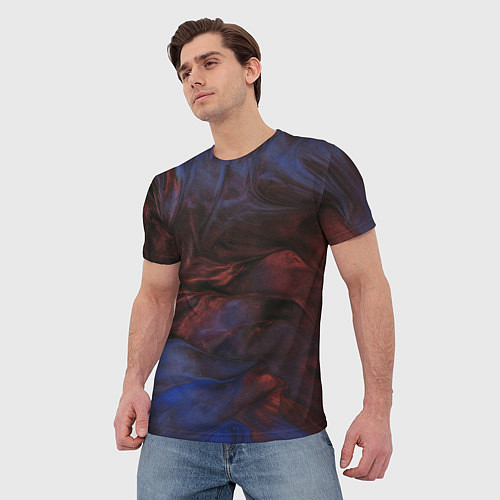 Мужская футболка Тёмные переливающиеся волны с блёстками / 3D-принт – фото 3