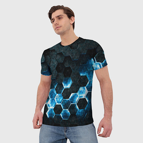Мужская футболка Соты с подсветкой / 3D-принт – фото 3