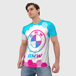 Футболка мужская BMW neon gradient style, цвет: 3D-принт — фото 2