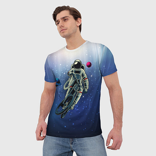 Мужская футболка Космонавт на велике / 3D-принт – фото 3