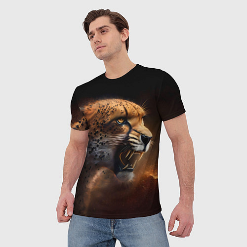 Мужская футболка Гепард рычащий / 3D-принт – фото 3