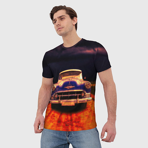 Мужская футболка Классический американский автомобиль Chevrolet 210 / 3D-принт – фото 3