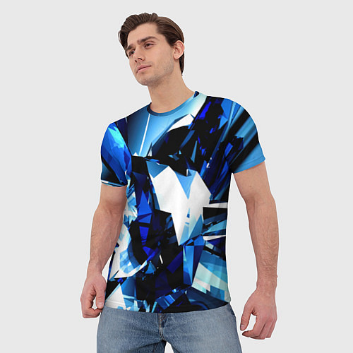 Мужская футболка Crystal blue form / 3D-принт – фото 3