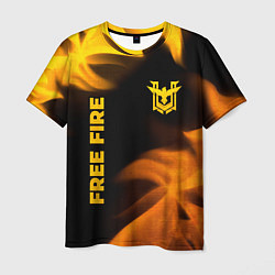 Футболка мужская Free Fire - gold gradient: надпись, символ, цвет: 3D-принт