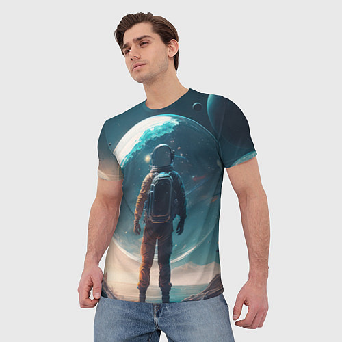 Мужская футболка Космонавт без головы на другой планете / 3D-принт – фото 3