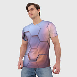 Футболка мужская Металлические шестиугольники, цвет: 3D-принт — фото 2