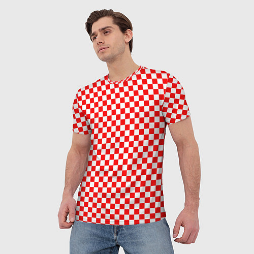 Мужская футболка Красные и белые квадраты / 3D-принт – фото 3