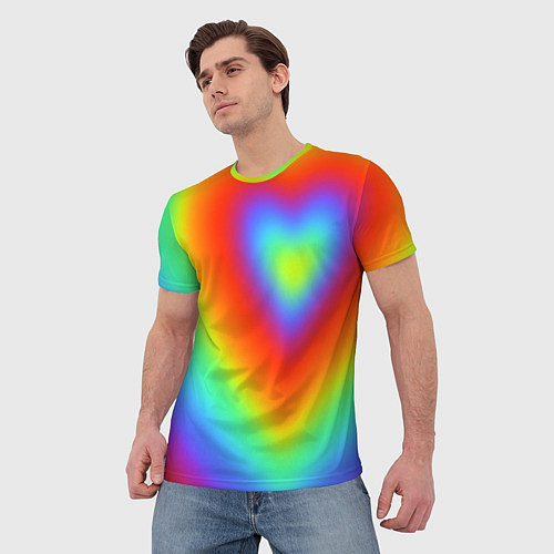 Мужская футболка Сердце - радужный градиент / 3D-принт – фото 3