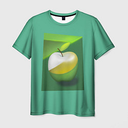 Футболка мужская Зеленое яблоко на мятном фоне, цвет: 3D-принт