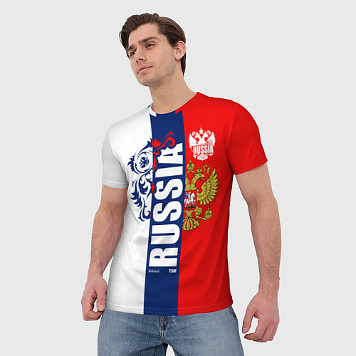 Мужская футболка Russia national team: white blue red / 3D-принт – фото 3