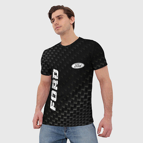 Мужская футболка Ford карбоновый фон / 3D-принт – фото 3