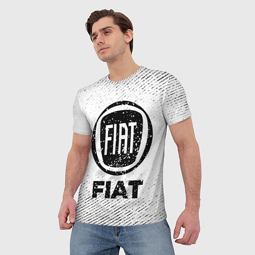 Мужская футболка Fiat с потертостями на светлом фоне / 3D-принт – фото 3