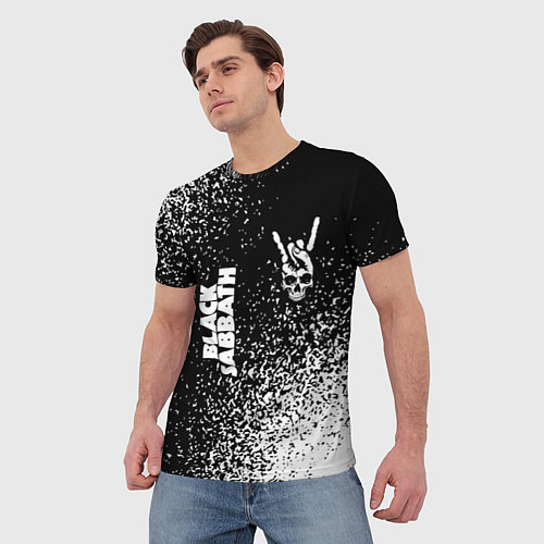 Мужская футболка Black Sabbath и рок символ на темном фоне / 3D-принт – фото 3