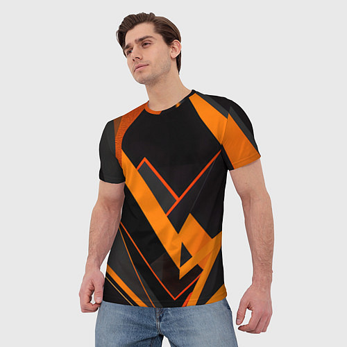 Мужская футболка Оранжевая молния: арт / 3D-принт – фото 3