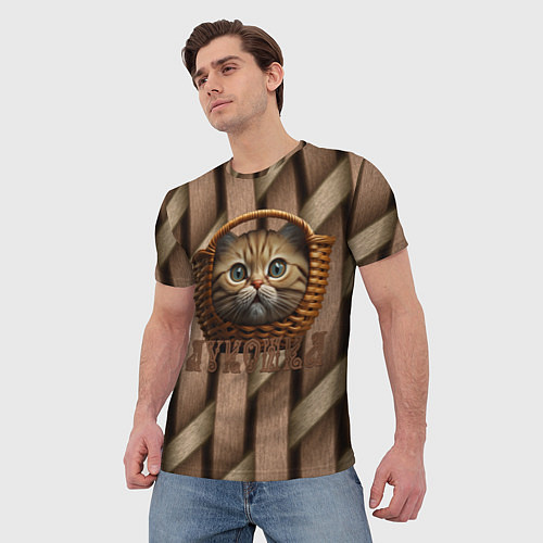 Мужская футболка Кошка лукошка мем / 3D-принт – фото 3