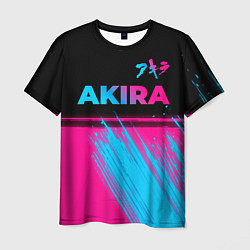 Футболка мужская Akira - neon gradient: символ сверху, цвет: 3D-принт