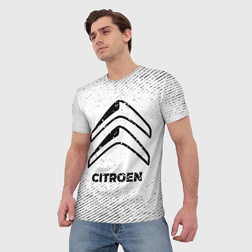 Мужская футболка Citroen с потертостями на светлом фоне / 3D-принт – фото 3