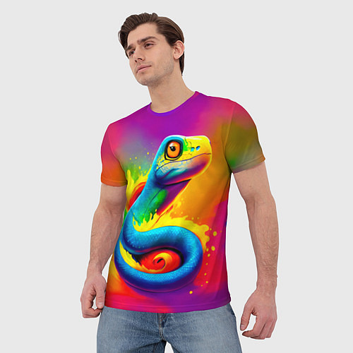 Мужская футболка Змейка в красках / 3D-принт – фото 3