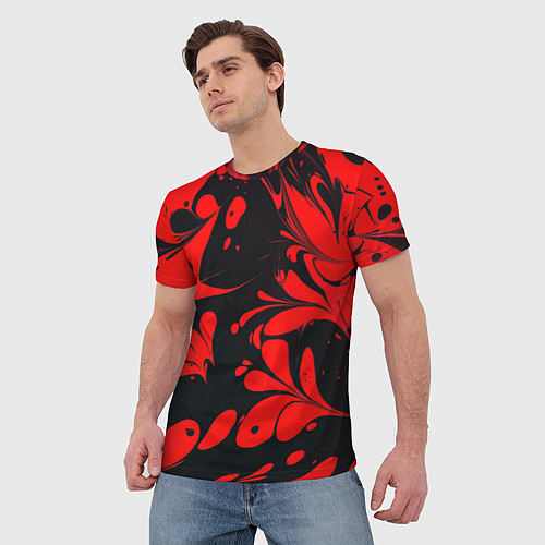 Мужская футболка Красно-черный узор / 3D-принт – фото 3