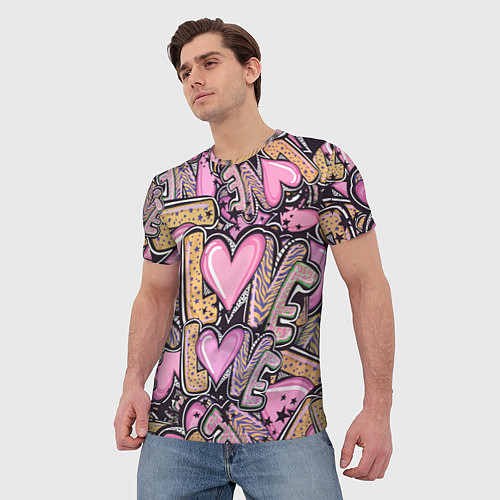 Мужская футболка Паттерн про любовь / 3D-принт – фото 3
