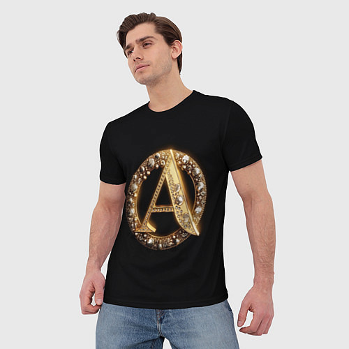 Мужская футболка Ювелирная буква А / 3D-принт – фото 3