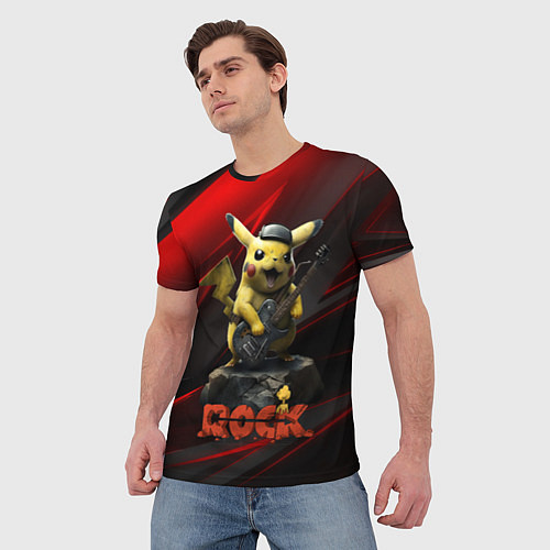 Мужская футболка Pikachu Rock style / 3D-принт – фото 3